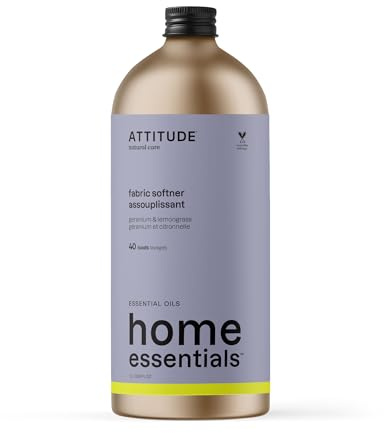 ATTITUDE Assouplissant Liquide, détergent végan et d’origine naturelle, à base de plantes, compatible HE, Géranium & Citronnelle, 40 brassées, 1 L