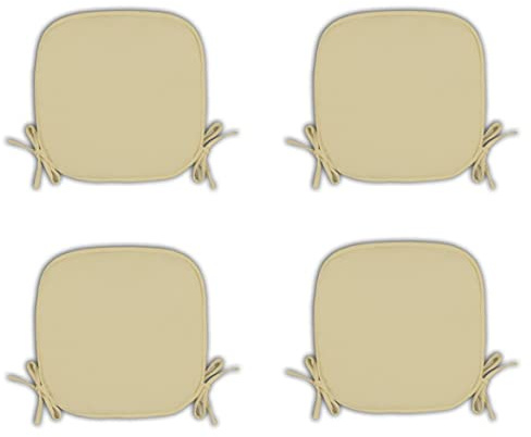 Dazzle Collection Chair Seat Pads for Home Dining Room Kitchen Office Garden Patio Chairpads Extra Soft Cushion with Tie 38x38cm (Beige, 4)
