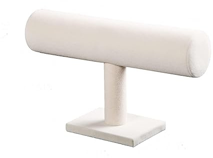 Coward Supporto per braccialetti con barra a T, organizer per gioielli, elastici per capelli, cravatte e orologi, per organizzare la casa o per conservare oggetti in negozio (velluto beige)