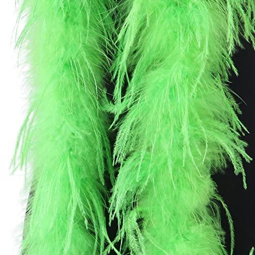 SYSUII Flauschige Marabu-Boa zum Basteln, 200 cm Natürliche Straußenfeder Schal Federboa DIY Verkleidung Zubehör Halloween Hochzeit, Party Dekorationen 1920s Gatsby Karneval Kostümzubehör -Grün