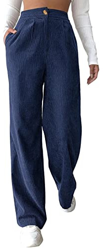 Vuncio Pantalon Femme Droit Velours Côtelé Pantalon Femme Chic Et Elegant Fluide Large Pantalon Femme Hiver Grande Taille Ample Pas Cher Pantalon Femme Habillé Stylé Jogging Casual