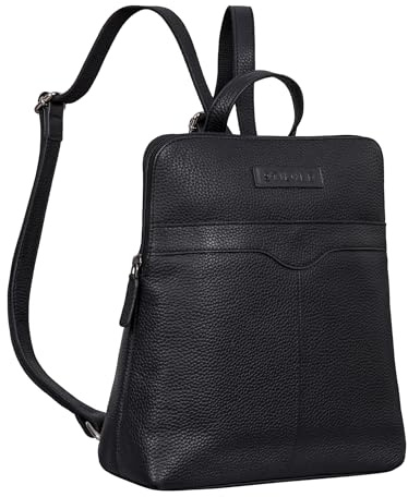 STILORD Heidi Eleganter Lederrucksack Damen Echtleder schwarz klein wasserdicht und diebstahlsicher ideal als Rucksackhandtasche, Vintage Daypack und Retro Cityrucksack mittel-groß