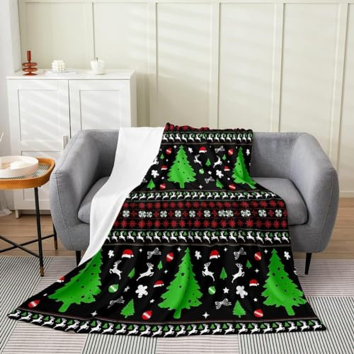 Kuscheldecke Flauschig 100x135 Cartoon-Weihnachten 3D Decke Waldhirsch Flanell Fleecedecke Weich und Warme Wohndecken Kuscheldecken Sofa Bett Überwurfdecke Sofadecke Couch Blanket Y6350