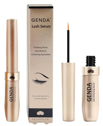 GENDA Wimpernwachstumsserum für dickere, stärkere und längere Wimpern, wachsen voller und voluminös aussehende Wimpern und Brauen mit pflegenden und stärkenden Wurzeln für Chics, vegan und