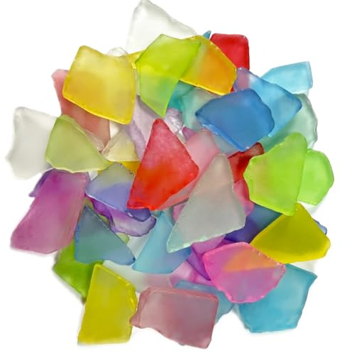 14oz Colorful Frosted Sea Glass Pieces for Crafts Frosted Flat Glass, Sea Glass Vase Fillers for Crafts Beach Glass Large Sea Glass Pieces Vase Fillers for Weddings Home Decor Crafts Bulk Sea Glass