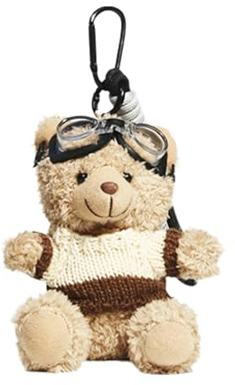 Scnvsi Schöner Pilot-Bär-Schlüsselanhänger, süßer Anhänger für Tasche und Schlüssel, Plüsch-Schlüsselanhänger, Handy-Anhänger, personalisierte Tierdekoration