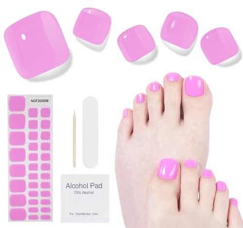 Ongles en Gel UV Semi Durci Lot de 32 pcs Faux Ongles Pieds Autocollants Auto-adhésifs Vernis Autocollant Ongles Bande Gel Ongle UV Pour Femmes Nail Art Stickers