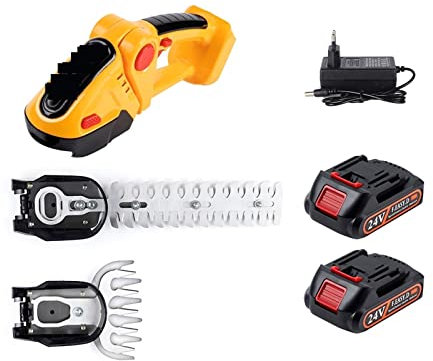 USKI Tagliaerba e tagliabordi Tagliasiepi Elettrico 2 in 1 13000 Giri/min Rasaerba for Uso Domestico Forbici for cespugli da Giardino Forbici for Erba Utensile Elettrico(Option 3 - Yellow)