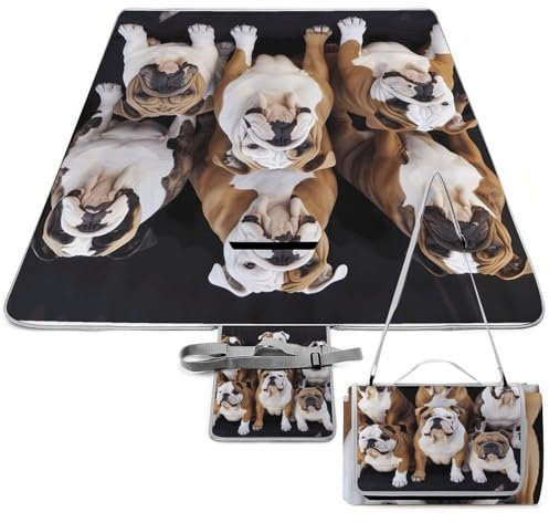 YHEGBFD Picknickdecke, englische Bulldogge, Picknickmatte, faltbar, kompakt, Stranddecke für Frühling, Sommer, Camping, Park, Reisen, tragbare Campingdecke