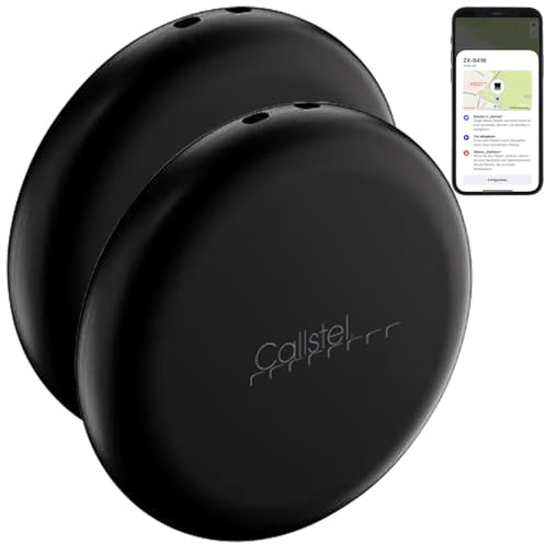 Callstel 2er-Set Mini-Schlüssel-/Gegenstandsfinder, AirTag-komp., MFi, schwarz