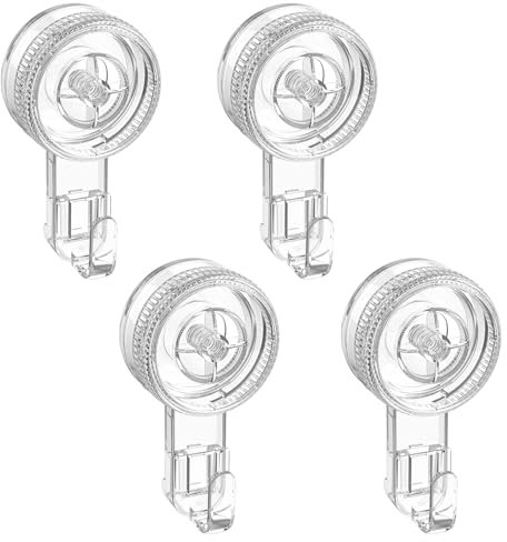 Luxear 4-Pack Saugnapf Haken ohne Bohren, Max 5KG, Saughaken extra stark Wiederverwendbar, Saugnäpfe Haken Transparent, Saugknöpfe für Handtuch Wand Fenster Glas Fliese Küche Badezimmer