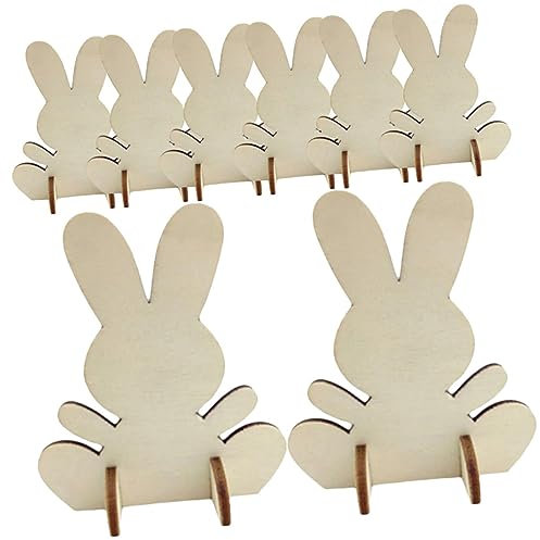 STOBOK 8stücke Teiliges Holz-osterhasen Figuren Diy Malen Basteln Für Deko Für Ostern Und Kreative Projekte Robuste Holzmaterialien Für Bastelarbeiten