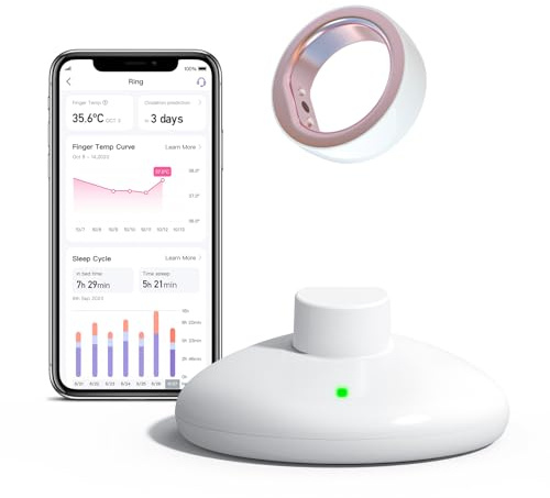 femometer Anillo Inteligente para Seguimiento de la fertilidad y la ovulación, Sensor portátil de Control de Temperatura con aplicación de sincronización automática (Talla 9)