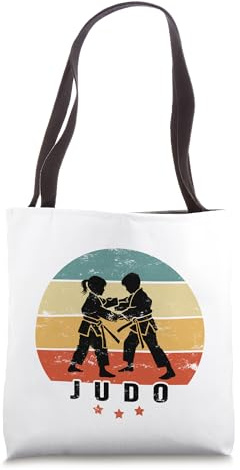 JUDO child retro sunset vintage boy and girl doing judo Tote Bag