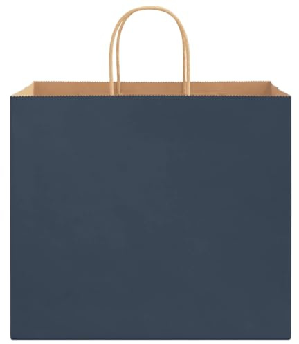 vidaXL Papiertragetaschen 250 STK., Papiertüten mit Henkeln, Kraftpapiertüten, Geschenktüten für Einkaufen Hochzeiten Verpackungen Partys Geburtstag Weihnachten, Blau 32x22x28cm