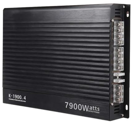 Sirxlevcy Amplificateur de Voiture 12 V 7900 W 4 Canaux Puissant Caisson de Basses Audio de Voiture Amplificateur Stéréo de Puissance de Véhicule en Aluminium Amplificateur de Son de Voiture Facile à