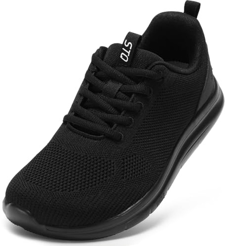 STQ Wide Toe Box Walking Shoes Women Extra Wide Width Tennis Sneakers Comfortable Mesh Arch Support Running Athletic Shoe for Orthopedic Plantar Fasciitis Diabetic Bunions All Black 8