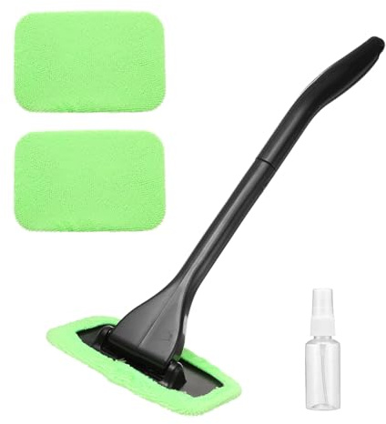 sourcing map Herramienta de limpieza de parabrisas, limpiador de ventanas de coche, kit de limpiaparabrisas de vidrio automático con 2 almohadillas lavables reutilizables y botella de spray para