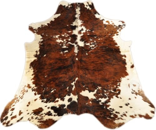 Kuhfelle Online & Nomad KUHFELL Teppich WEIß BRAUN Tricolor 210 x 210 cm XL RINDERFELL DREIFARBIG