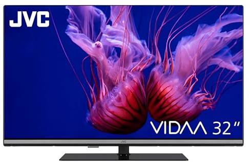 JVC QLED Fernseher 32 Zoll Smart TV VIDAA LT-32VQF555D - Full HD Fernseher, HDR TV mit integriertem Triple-Tuner, LED TV schwarz