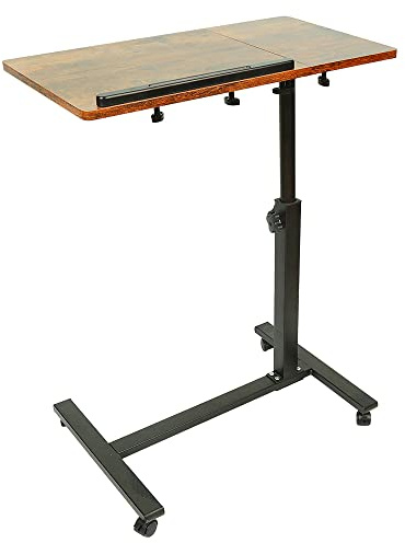 homewell Beistelltisch, höhenverstellbar, Rolltisch für Sofa, Bett, Badewanne, Computertisch, 57 x 40 x 58 – 90 cm