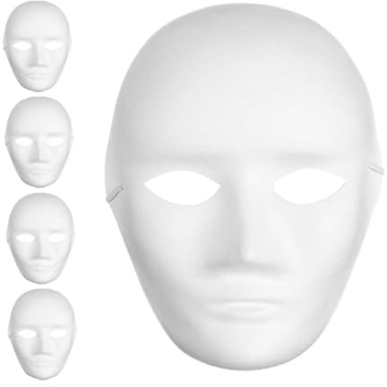 PACKOVE 5 Stück Diy Malbare Weiße Masken Blanko Party Maske für Cosplay Theater Karneval und Halloween Kreatives Bastelmaterial für Gruppenaktivitäten
