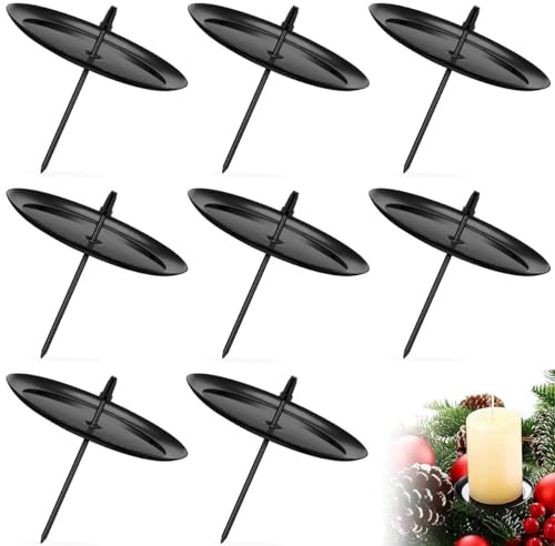 8 Pezzi Portacandele Corona Avvento Natale, 6 cm Portacandele per Corona dell'Avvento, Supporto per Candele Portacandele Natalizio per Ghirlanda Casa Matrimonio Natale