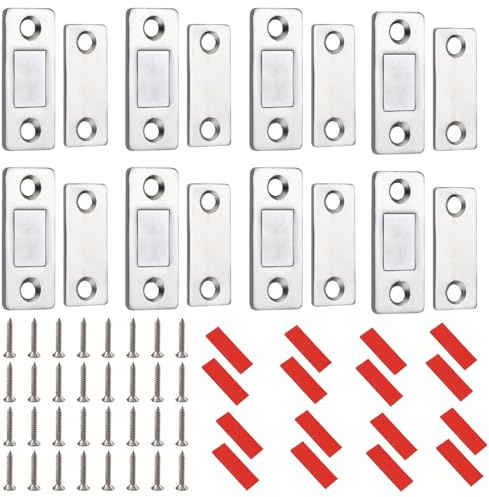 Magneti magnetici per porte, resistenti, confezione da 4/8, per armadietti, porte, cassetti, doppia chiusura magnetica per armadietti da cucina, chiudiporta con chiusura magnetica (8)