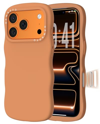 ORNARTO for iPhone 17 Pro Max Case, Cute Wave Edge Silicone,Orange