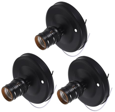 Operitacx 3 pièces Douille Plafond Rétro Vintage pour Lampe Murale et Plafonnier Support Robuste pour Ampoule Décorative Base pour Maison Bureau et Dortoir Noire