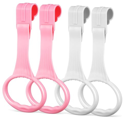 JOINPAYA Anelli da Tirare per Ragazzo Ragazza Piccoli, Anelli per Lettino e Culla in Plastica Resistente, Assistente la Deambulazione e Allenamento alla Camminata, Set da 4 Pezzi Color