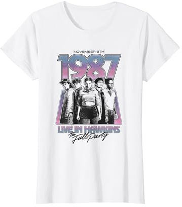 Stranger Things Hawkins 1987 Group Tour Poster T-Shirt, Femme, Blanc, S