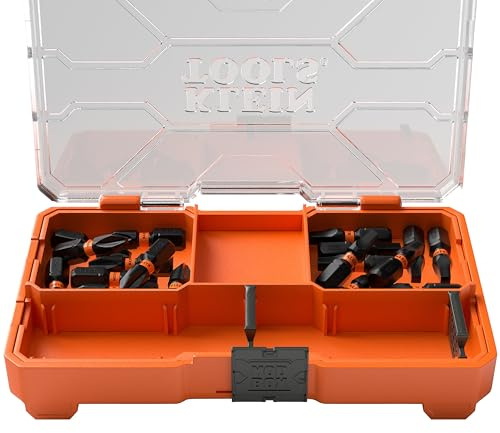 Klein Tools 33002S Slim PH2 & SQ2 Proflex Impact Driver Bit Set (20 Pieces) - MODbox Compatible Storage Case, Phillips & Square Bits, Storage Tray & Storage Tray