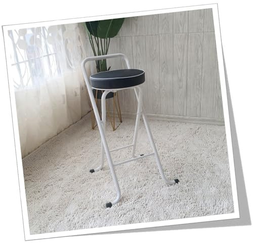 Sedia pieghevole imbottita rotonda sgabello 65 cm portatile da campeggio con schienale e poggiapiedi, capacità 150 kg