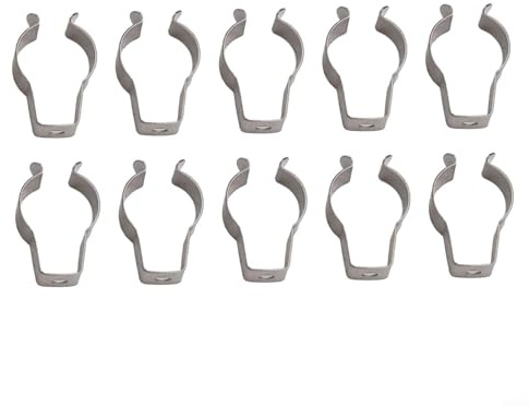 Pumixiy Edelstahl-Werkzeug-Organizer, robuste Federklemmen 304, für Garage, Schrank, Hof, Lagerung, 10 Stück, Feder-Frottee-Clips, Silber (18 mm)