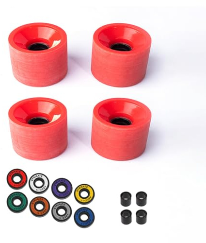 QUXVUIS Skateboard Wheels Bearings Longboard Skating Roller Washers Kit Park Drift Board Teile Skateboard Zubehör, Rot