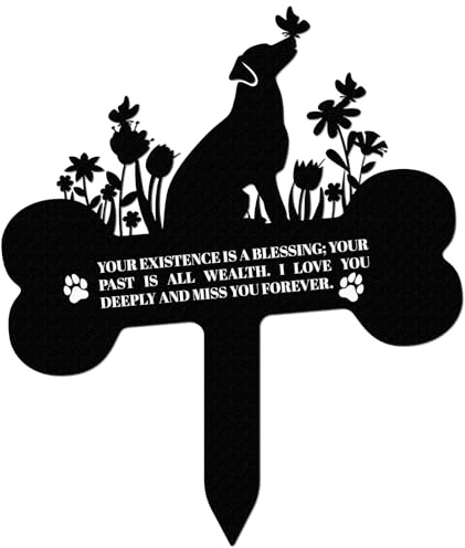 Pet Grave Markers Dog,Metal Dog Memorial Garden Markers Decorations for Cemetery,Pets Waterproof Grave Stakes Plaque Pet Headstone Garden Memorial Graves(13.3 x 11.34 in)