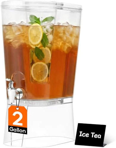Lifewit 8 L dryckesdispenser med kran, stativ, iscylinder och raderbar skylt, plastdrinkdispenser för limonade, juice, vattendryck, dricksstolpe för fest, buffé, 30 x 38 cm/12x15