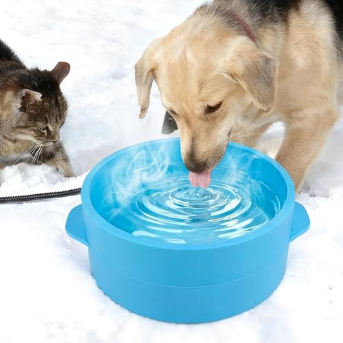 Ambesty Großer Beheizbarer Wassernapf, Thermostatisch Beheizter Haustiernapf, Thermostatisch Haustiernapf, mit 78.74inch Anti-Biss-Kabel und Schalten, für Hunde/Katze/Hasen/Hühner im Winter (3.2L)