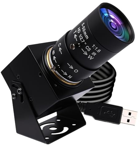Mermaid 1080P USB-Webcam mit 5-50mm Teleobjektiv, Full-HD-Computerkamera mit 100 fps/60 fps/30 fps für Windows/Mac/Linux/Android