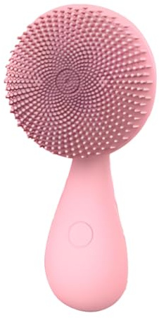 Ansiktsrengöringsborste, rosa silikon ansiktsmasserborste med stark fastsättningskraftspärlor, sonisk vibration för djup porrengöring, skonsam exfoliering, USB-laddning