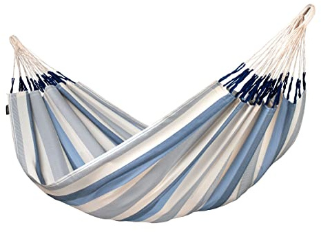 LA SIESTA® - Brisa - Klassische Doppel-Hängematte, handgefertigt in Kolumbien, mit 160 cm Breite für entspannte Momente drinnen und draußen. Blau