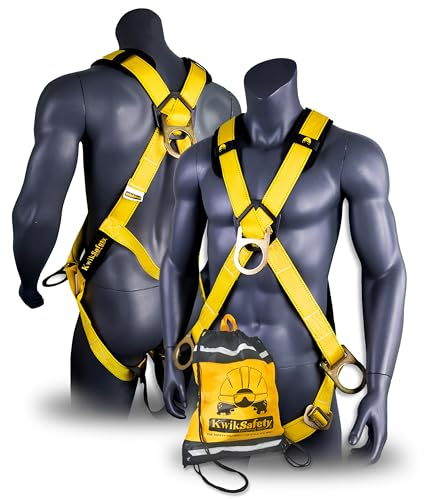 KwikSafety - Charlotte, NC - MONSOON Safety Harness [4 HEAVY DUTY D-RINGS] ANSI Tested OSHA Compliant Fall Protection Arrest Full Body Construction