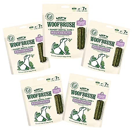 Lily's Kitchen Woofbrush Darm-Kau, 5 Stück - Universal, Hunde, Haustiere, Hundezahnbürste, Dental Chew, Zahnpflege-Kausnack für Hunde, unflavored, 25 kg, 5 stück