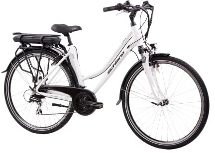 F.lli Schiano E-Ride, E Bike Trekking 28 Zoll, 36V 10.4Ah Abnehmbarer Akku, Motor 250W 40Nm, Trekking EBike für Herren/Damen, Weiss