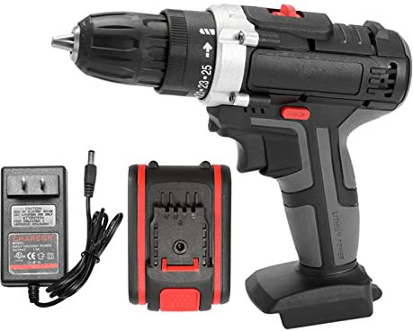 Ensemble de perceuse-visseuse sans fil 36 V avec batterie et chargeur rapide, avec mandrin sans clé de 3/8 po et tournevis électrique à 25 + 1 couple Lumière LED intégrée