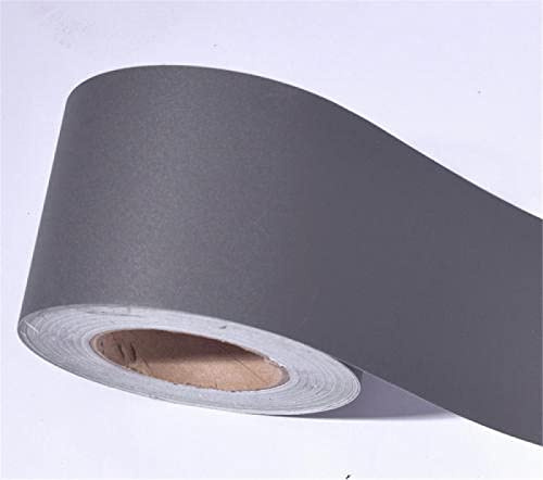 Guest Ruyunlai Selbstklebende Wandaufkleber Grenze 10cm X 500cm, Tapetenbordüre Selbstklebend Bordüre, Wasserdichte Wandbordüre für Zuhause Büro Hotel DIY Dekoration grau matt