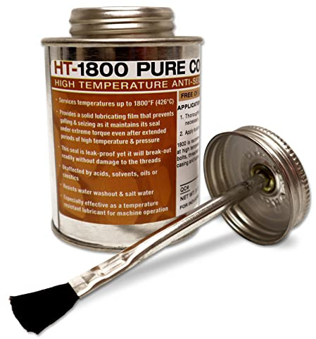 Liquid-O-Ring HT-1800 Pure Copper Anti-Seize Lubricant – High Temp 1800°F for Spark Plugs, Exhaust Bolts & Manifolds and More – Lead-Free, Zinc-Free, Graphite-Free, Made in USA, 8oz Brush-Top Can