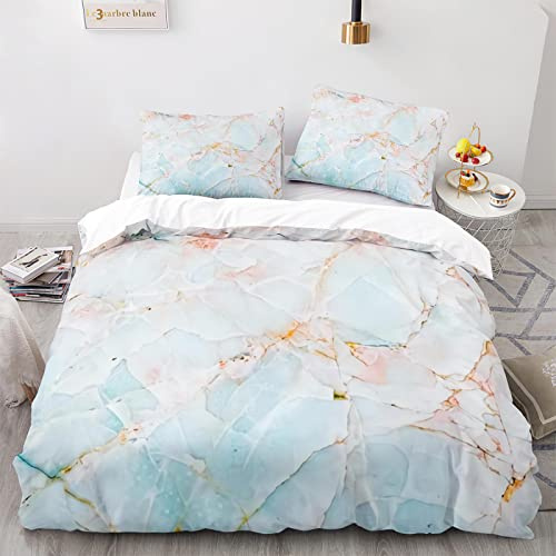 AcaimE Allergie Bettwäsche Set Anti Milben Marmor 220 X 240 cm Bettbezug 220X240 Hochwertiges Polyester Kommt Mit 2 Kissenbezügen 80X80Cm Anti-Falten Bügelfrei