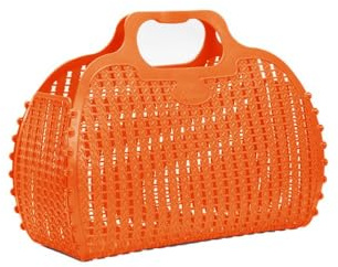 hip distribution Ay-Kasa Die originale wiederverwendbare Einkaufstasche, faltbare und zusammenklappbare Korbtasche, Jelly Bag geeignet als Einkaufstasche/Strandtasche, wasserfest (S, Orange)
